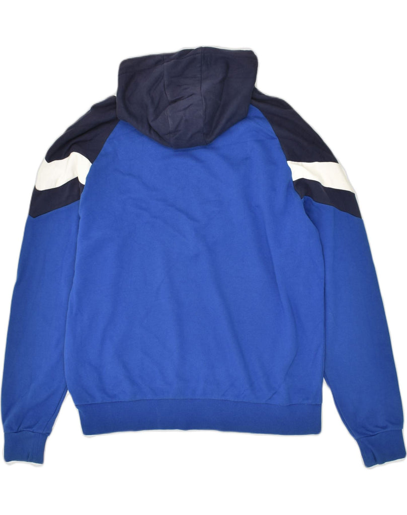 PUMA Mens Hoodie Jumper Large Blue Colourblock Cotton | Vintage Puma | Thrift | Second-Hand Puma | Used Clothing | Messina Hembry 