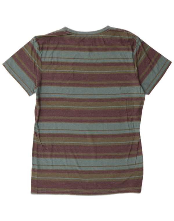 O'Neill Mens Standard Fit T-Shirt Top Large Multicoloured Striped Cotton