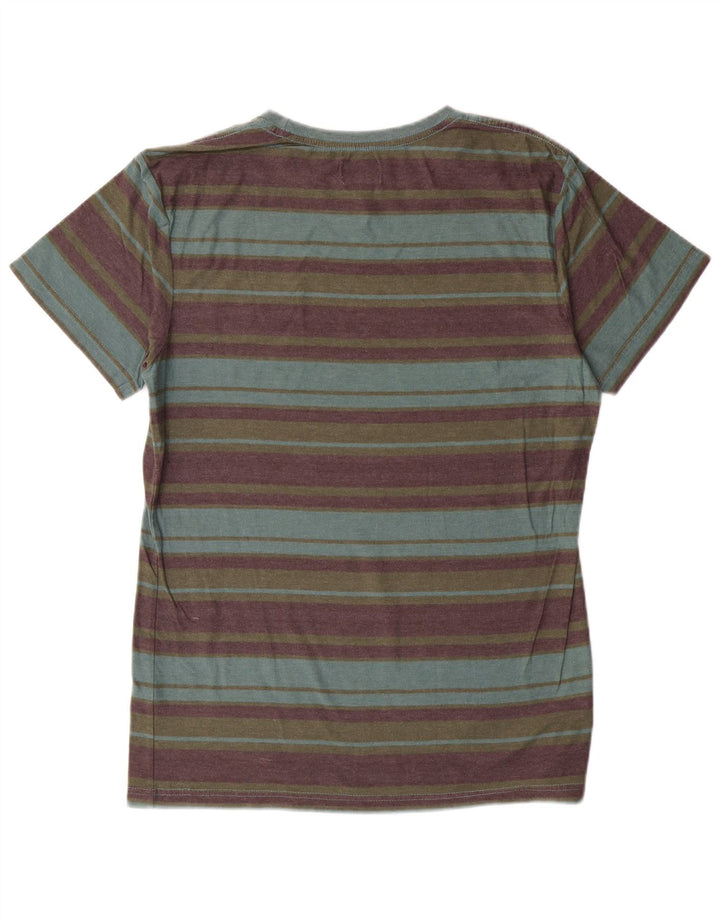 O'Neill Mens Standard Fit T-Shirt Top Large Multicoloured Striped Cotton