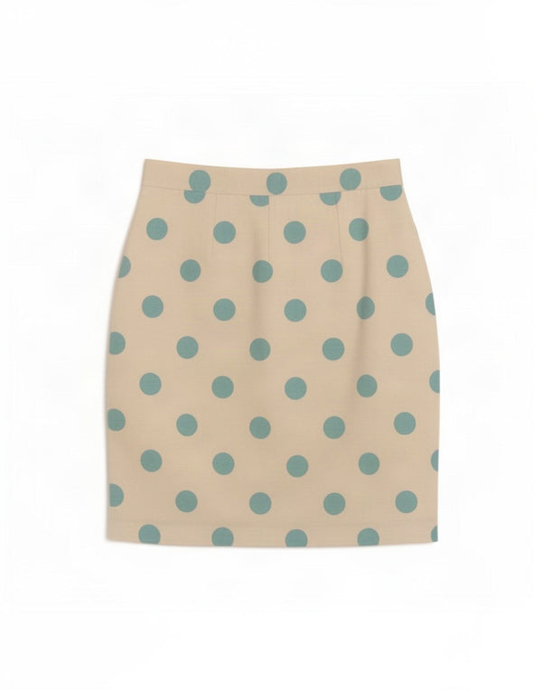 Marella Womens Pencil Skirt UK 8 Small W24 White Polka Dot Viscose