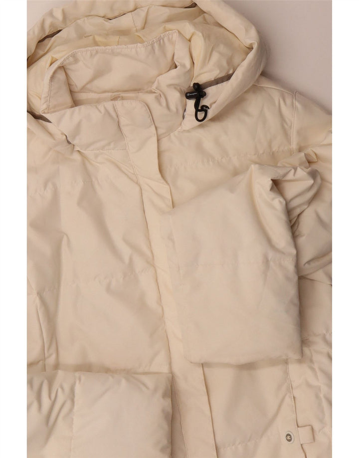 CHAMPION Womens Hooded Padded Jacket UK 14 Medium Off White