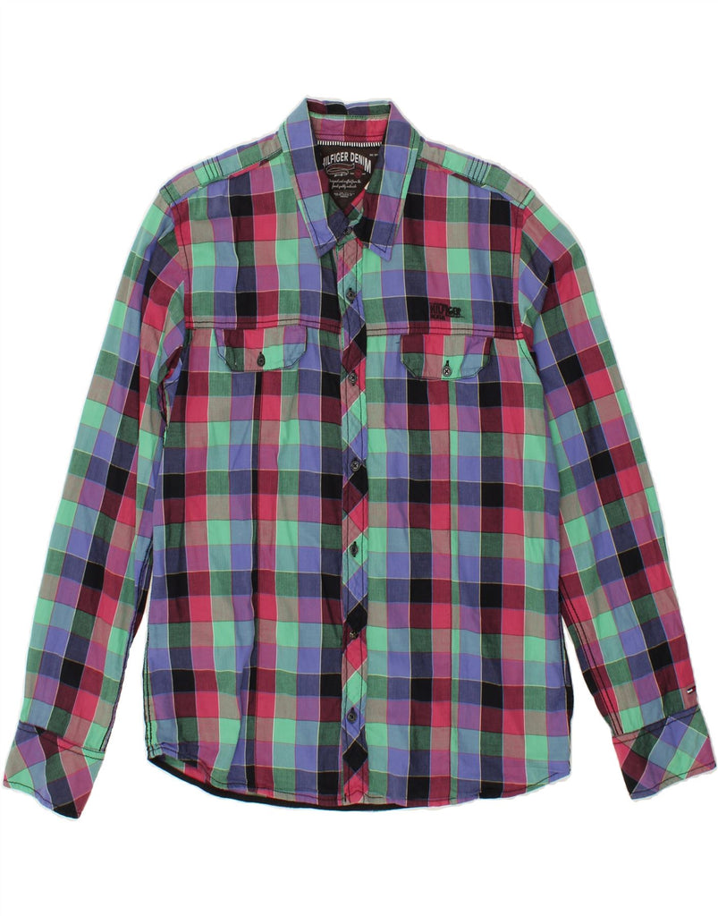 TOMMY HILFIGER Mens Shirt Large Multicoloured Check Cotton Vintage Tommy Hilfiger and Second-Hand Tommy Hilfiger from Messina Hembry 