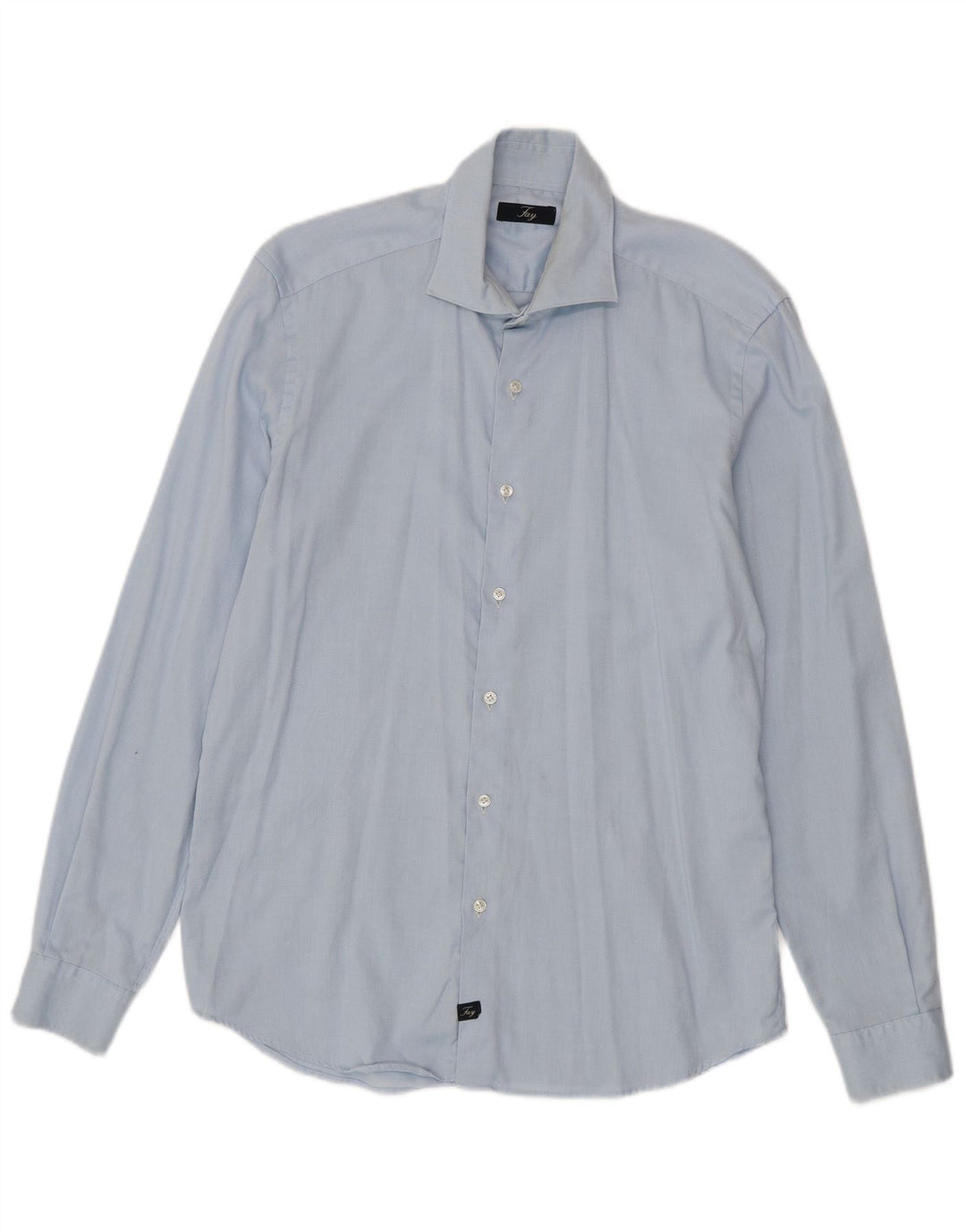 Fay Mens Shirt Size 41 16 Large Blue Cotton