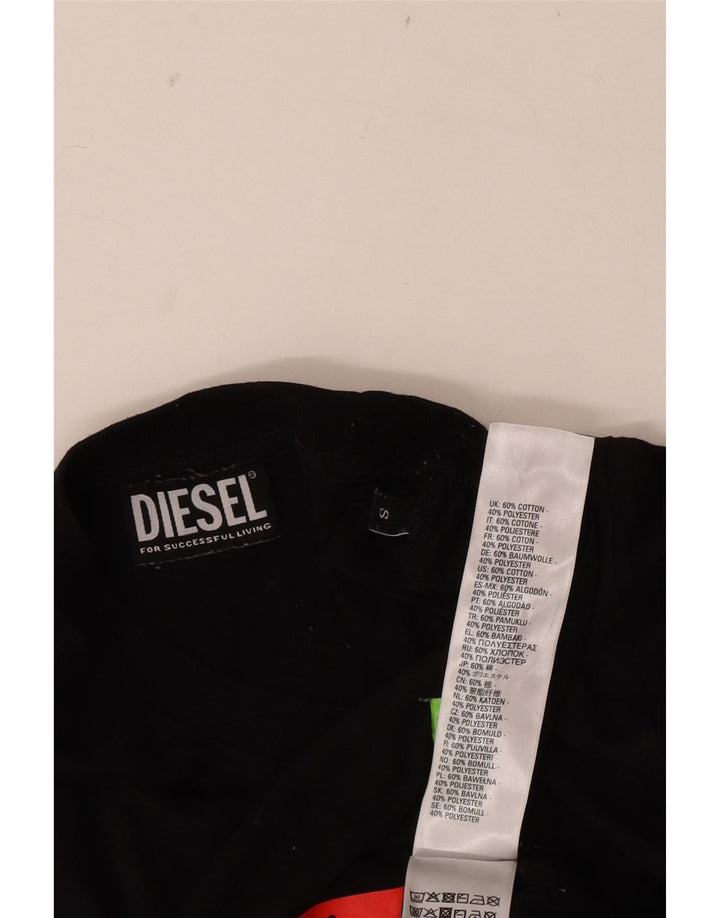 Diesel Mens Graphic T-Shirt Top Small Black Cotton