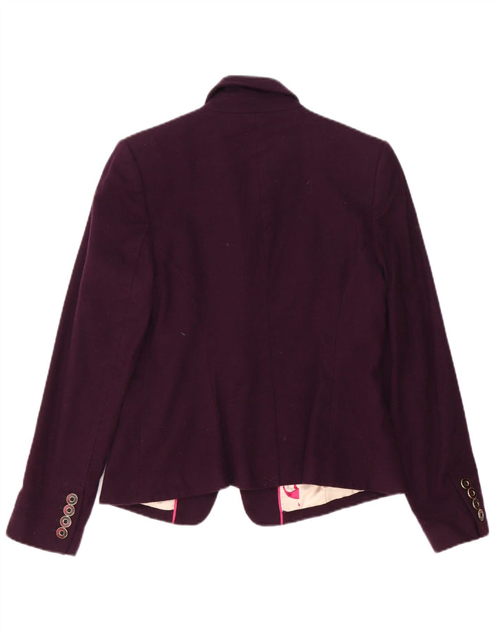 Ted Baker Womens 1 Button Blazer Jacket Size 3 Medium Purple Wool