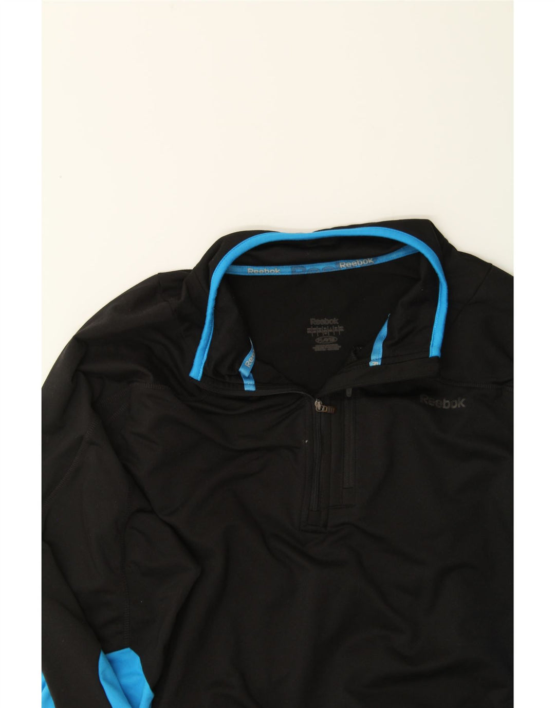 REEBOK Mens Zip Neck Pullover Tracksuit Top XL Black Colourblock Polyester Vintage Reebok and Second-Hand Reebok from Messina Hembry 