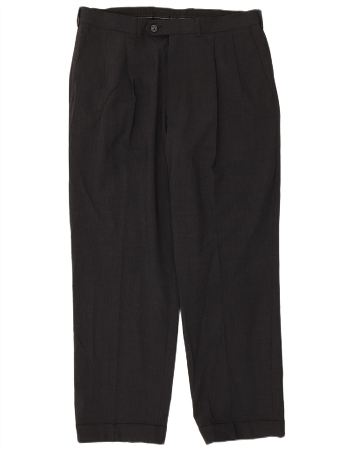 Marks & Spencer Mens Tailored Pegged Suit Trousers W34 L29 Grey Polyester