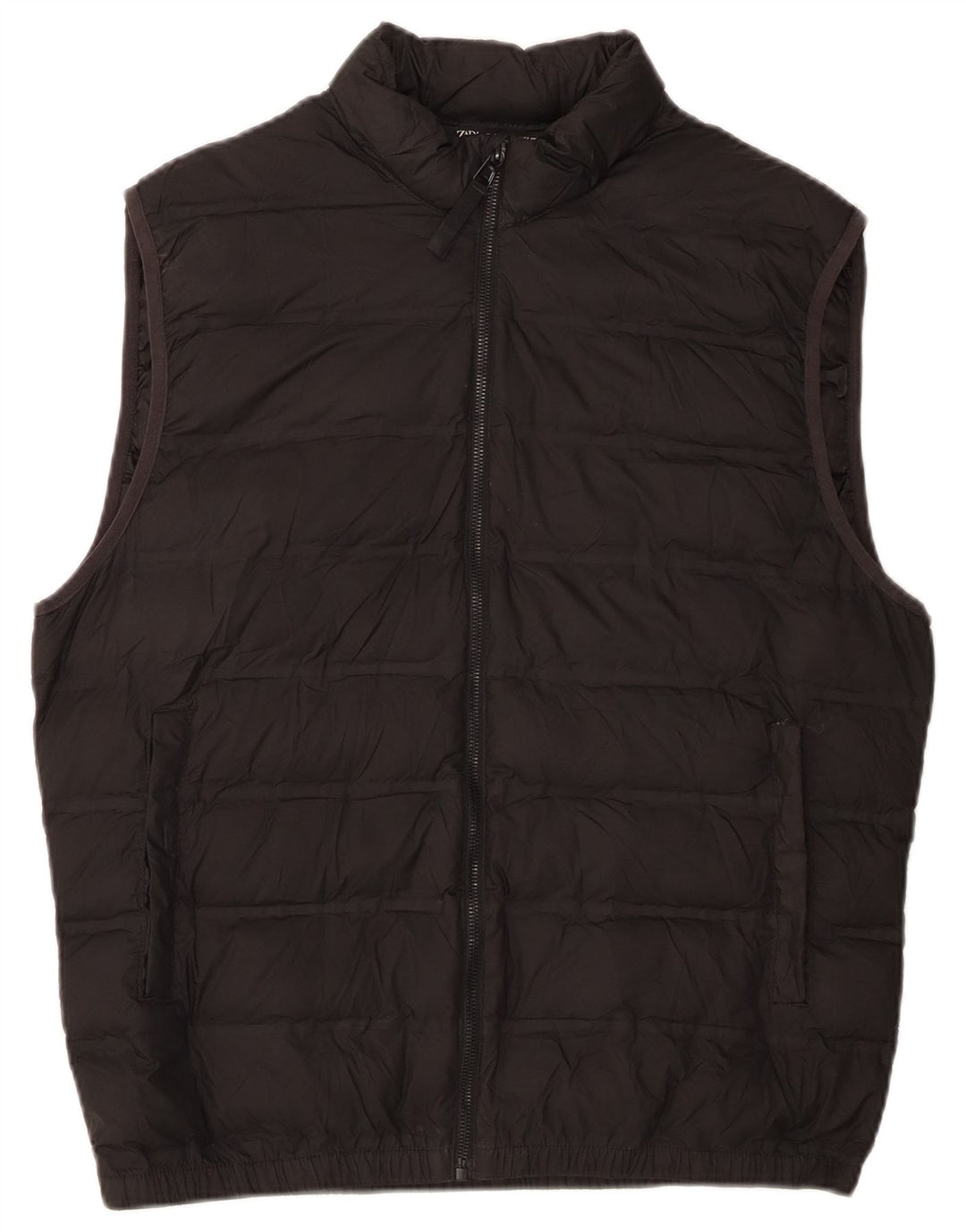 Zara Womens Padded Gilet UK 16 Large Black Polyester