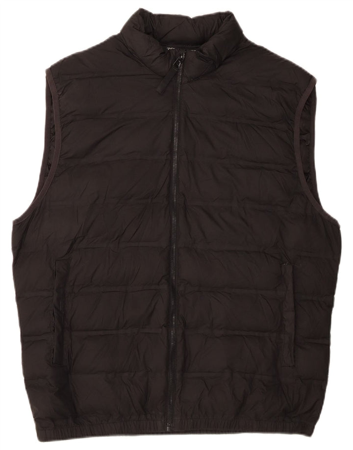 Zara Womens Padded Gilet UK 16 Large Black Polyester