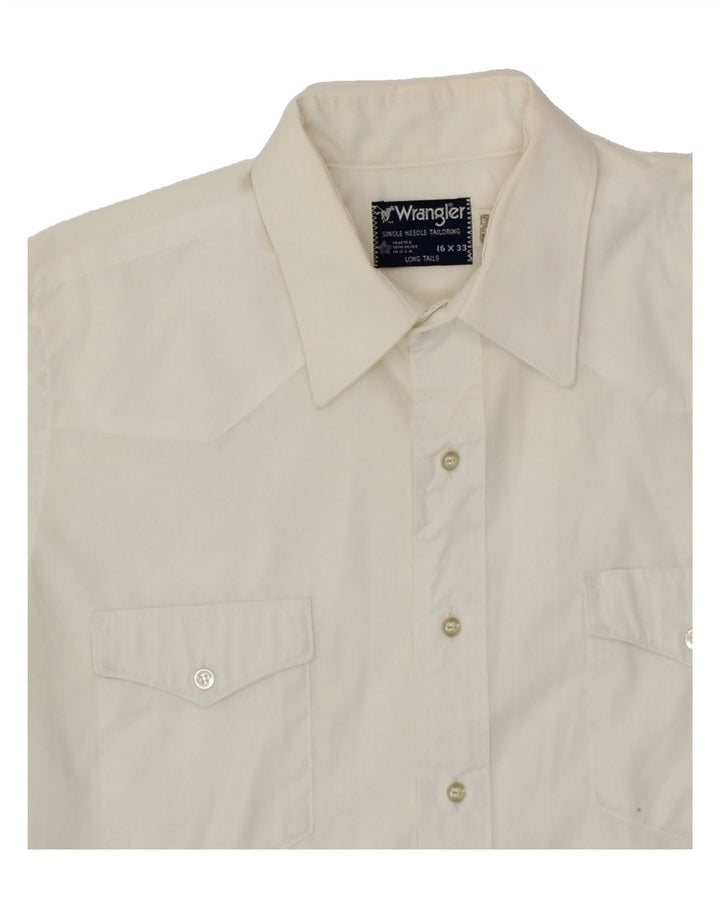 WRANGLER Mens Short Sleeve Shirt Size 16 Large White Cotton