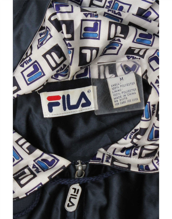 Fila Womens Crop Hooded Tracksuit Top Jacket UK 14 Medium Navy Blue