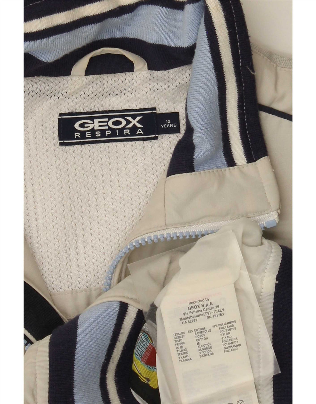 Geox Boys Graphic Bomber Jacket 11-12 Years Beige Colourblock Cotton