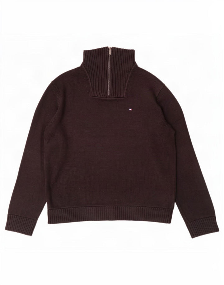 Tommy Hilfiger Mens Zip Neck Jumper Sweater Large Black