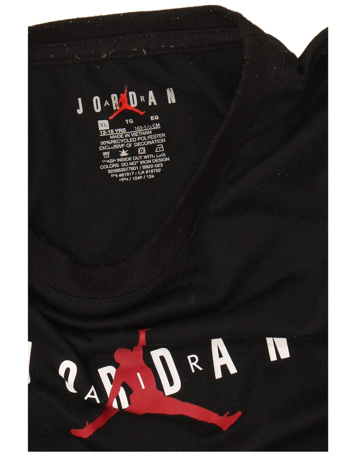JORDAN Boys Graphic T-Shirt Top 13-14 Years XL Black Polyester
