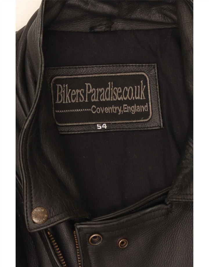Bikers Paradise Mens Leather Biker Jacket EU 54 2XL Black