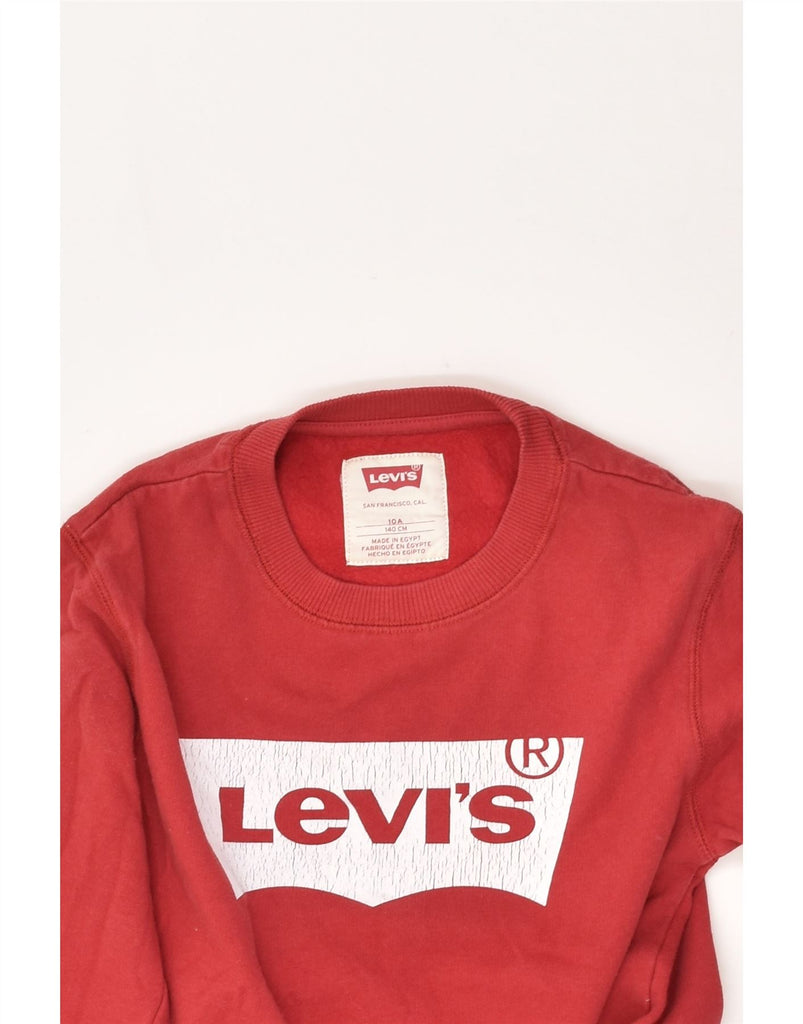 LEVI'S Boys Graphic Sweatshirt Jumper 9-10 Years Red Cotton | Vintage Levi's | Thrift | Second-Hand Levi's | Used Clothing | Messina Hembry 