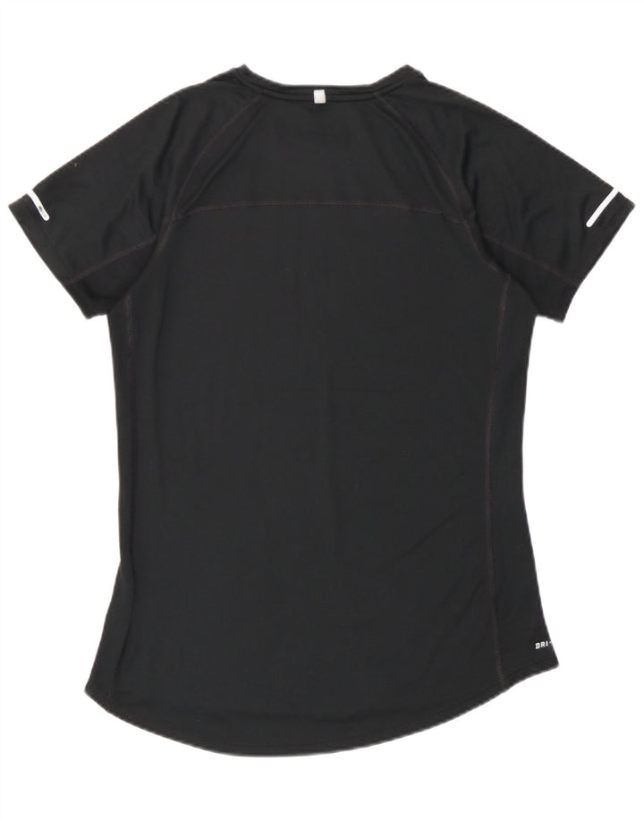 Nike Womens Dri Fit T-Shirt Top UK 12 Medium Black Polyester