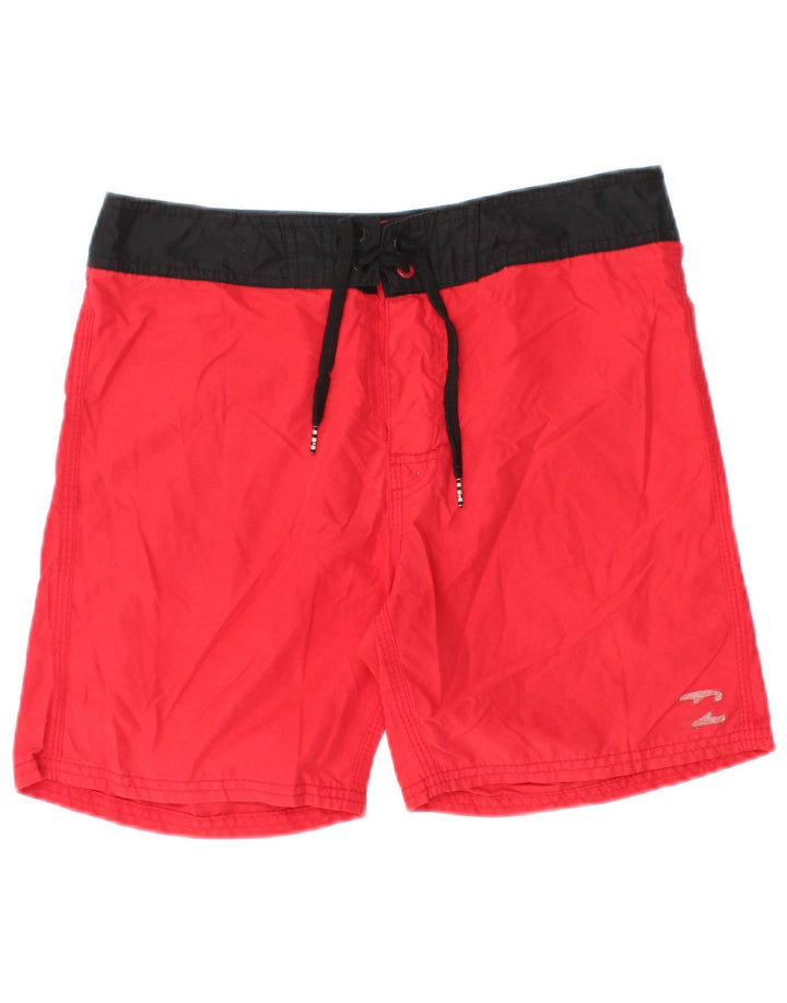 BILLABONG Mens Swimming Shorts Medium Red Colourblock Polyester Beach