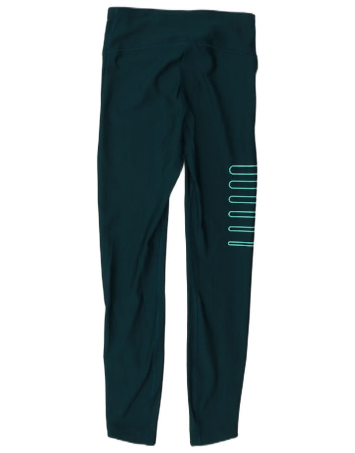 Under Armour Womens Graphic Leggings UK 12 Medium Turquoise Polyester