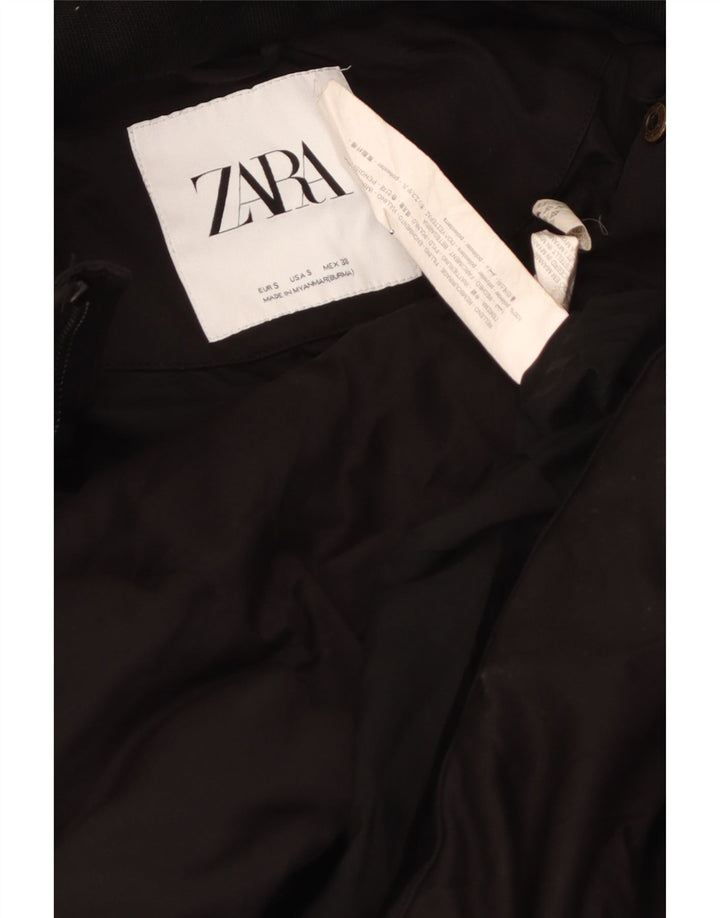 Zara Mens Hooded Padded Jacket UK 36 Small Black Polyester