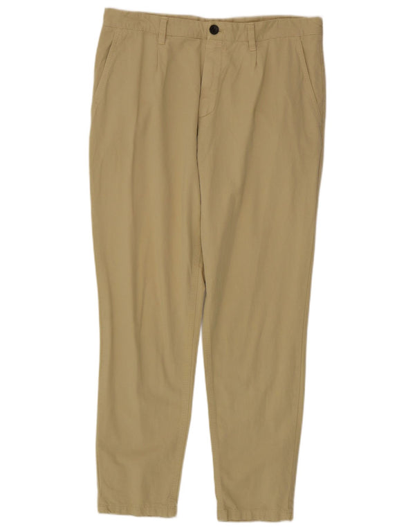 Zara Mens Slim Chino Trousers EU 40 Medium W31 L28 Beige Cotton