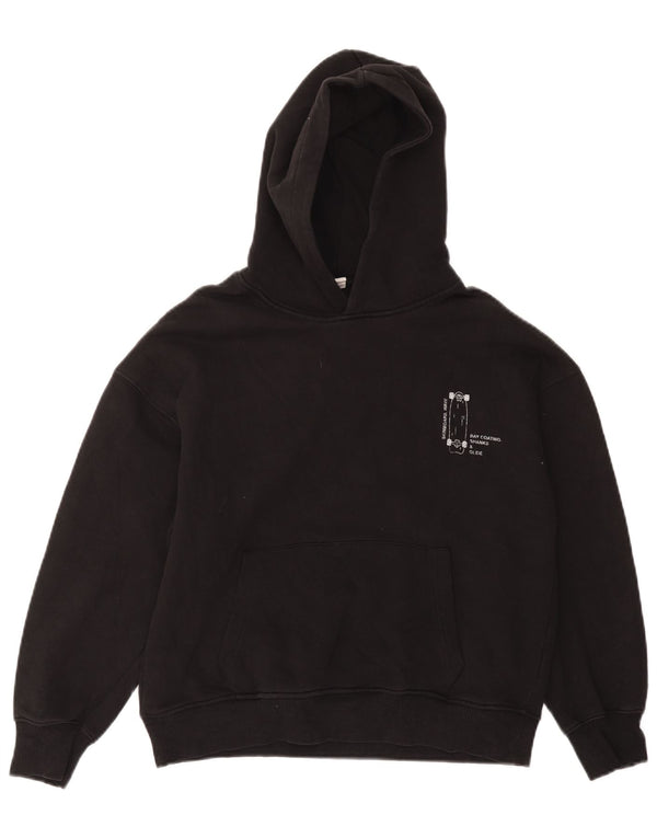 Zara Boys Relaxed Fit Hoodie Jumper 11-12 Years Black Cotton