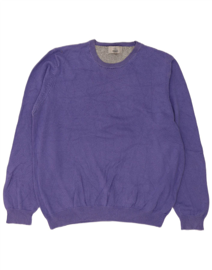 Marks & Spencer Mens Regular Fit Crew Neck Jumper Sweater Large Purple