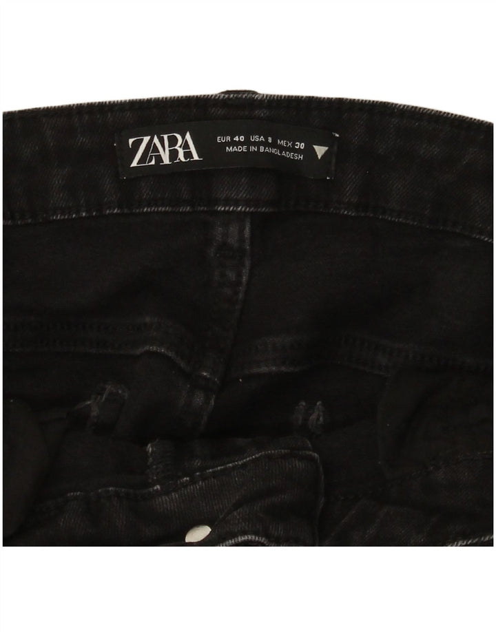 Zara Womens Distressed Slim Jeans EU 40 Medium W30 L27 Black Cotton