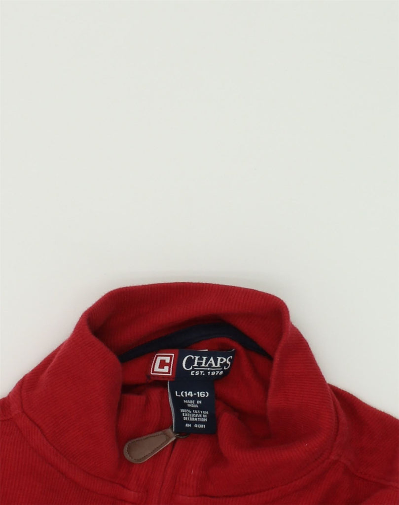 CHAPS Boys Zip Neck Jumper Sweater 14-15 Years Large  Red Cotton | Vintage Chaps | Thrift | Second-Hand Chaps | Used Clothing | Messina Hembry 