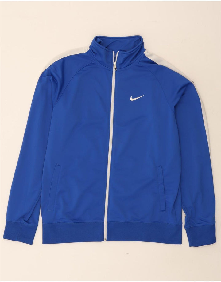Nike Mens Tracksuit Top Jacket Large Blue Colourblock Polyester