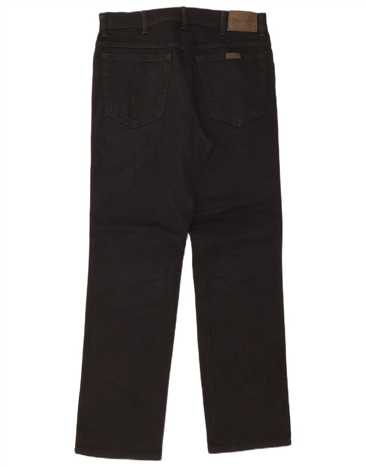 Wrangler Mens Regular Fit Straight Jeans W34 L32 Black Cotton