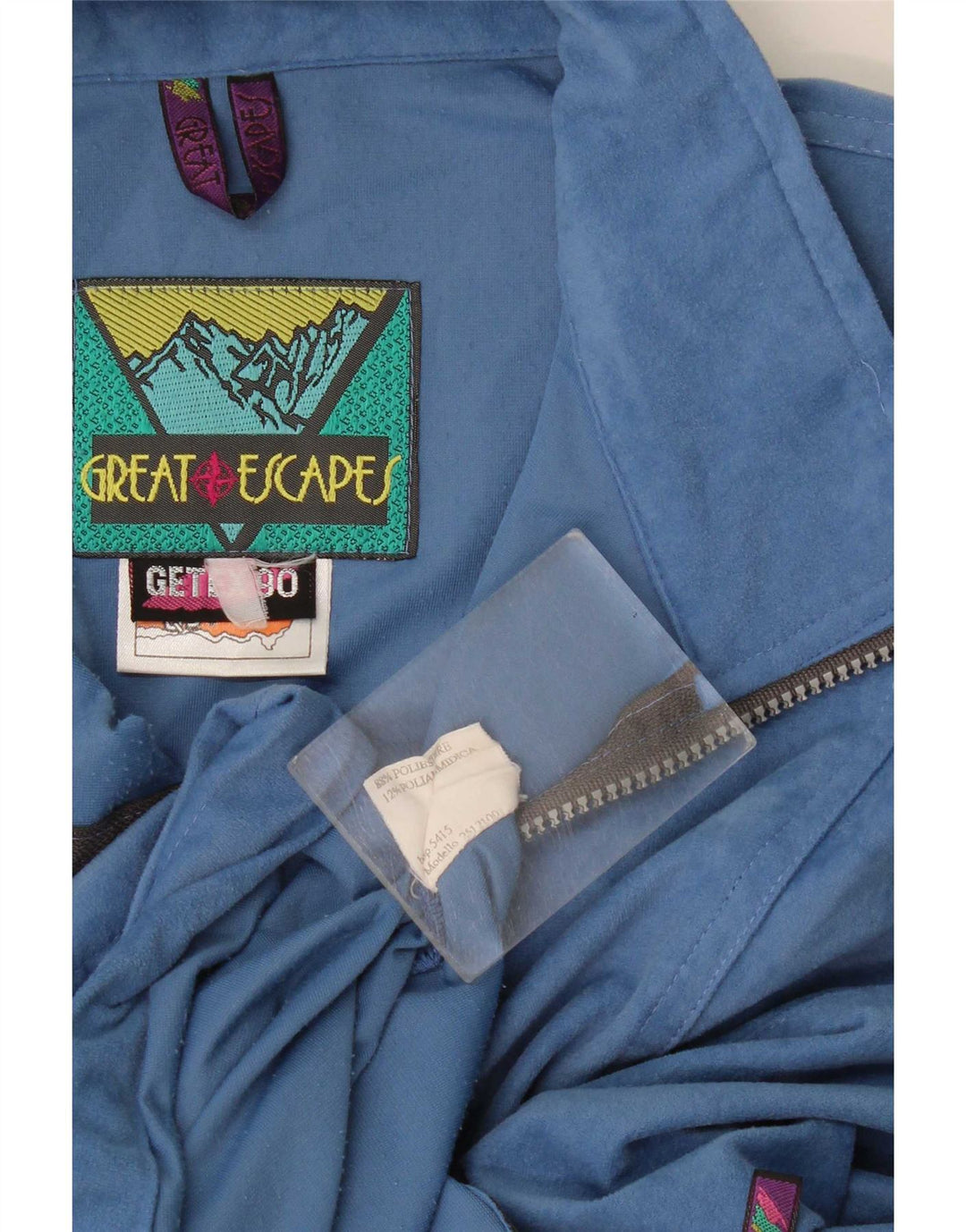 Great Escapes Mens Graphic Velour Tracksuit Top Jacket XL Blue Polyester