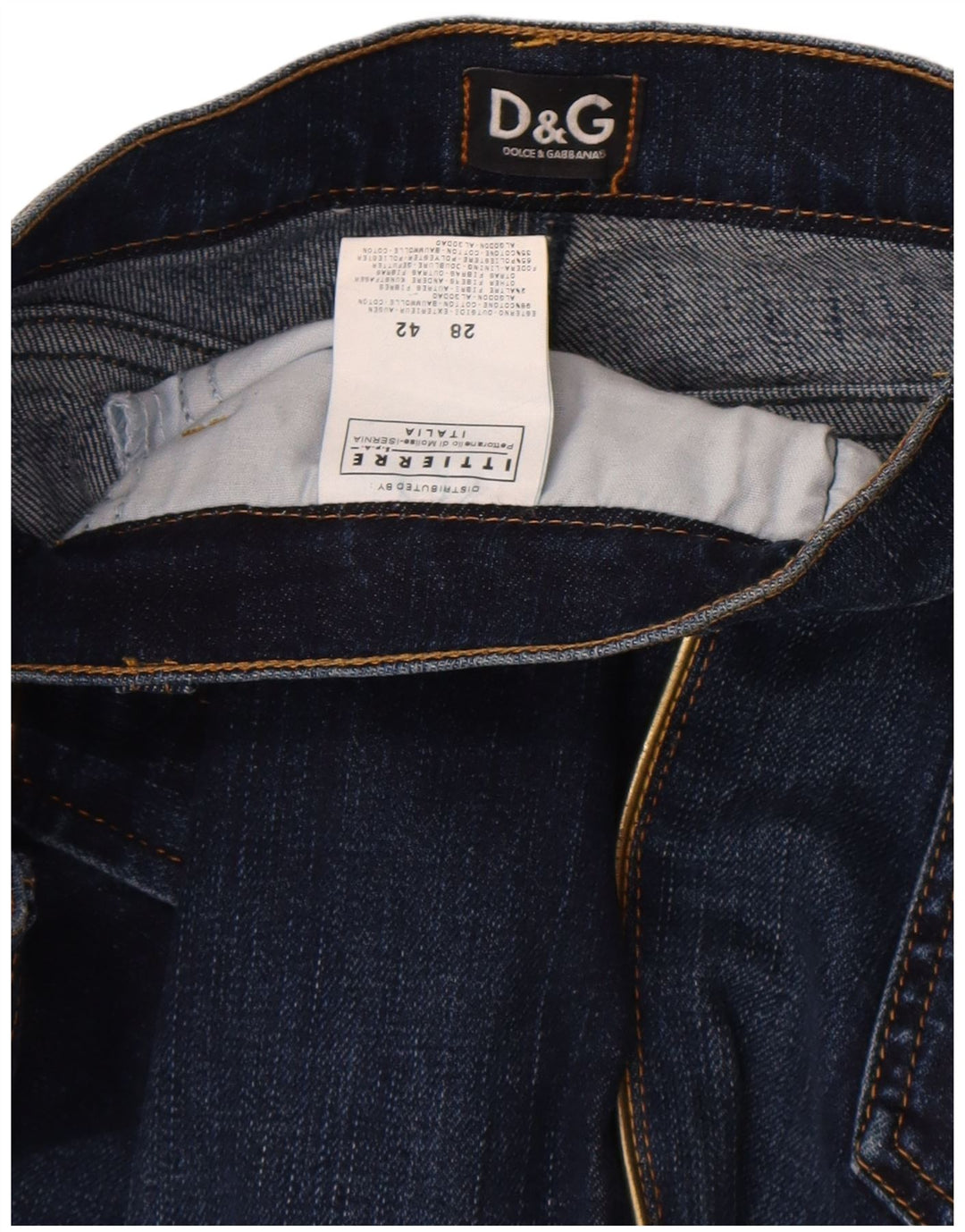 Dolce & Gabbana Womens Graphic Slim Jeans IT 42 Medium W28 L34 Navy Blue