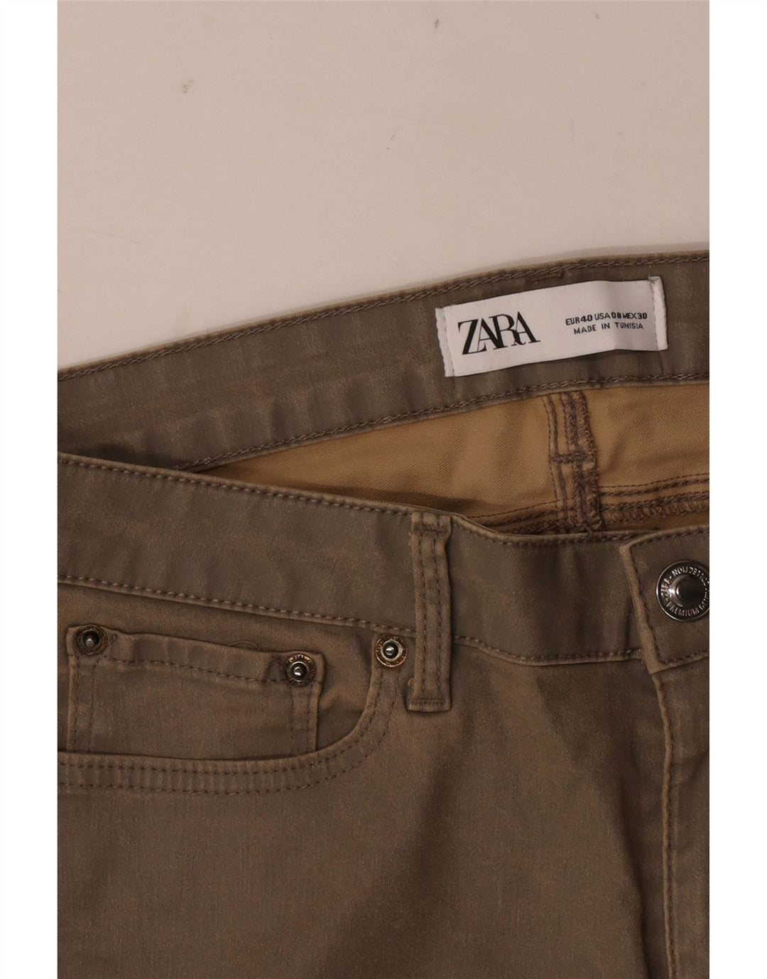 Zara Womens Skinny Jeans EU 40 Medium W30 L26 Khaki