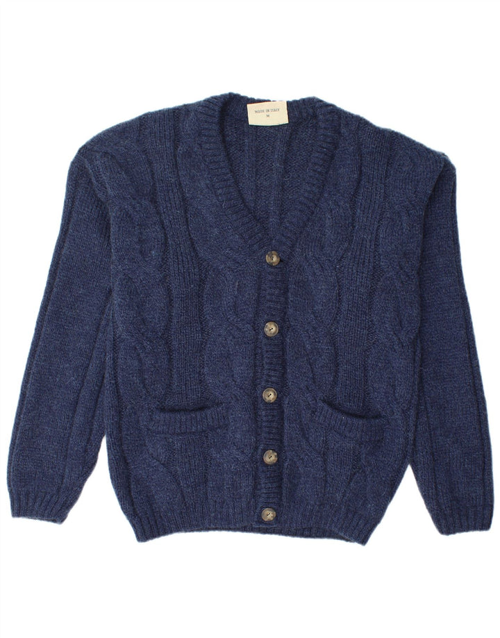 Vintage Mens Cardigan Sweater Medium Navy Blue Acrylic