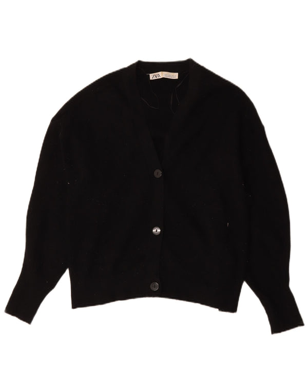 Zara Womens Cardigan Sweater UK 14 Medium Black Viscose