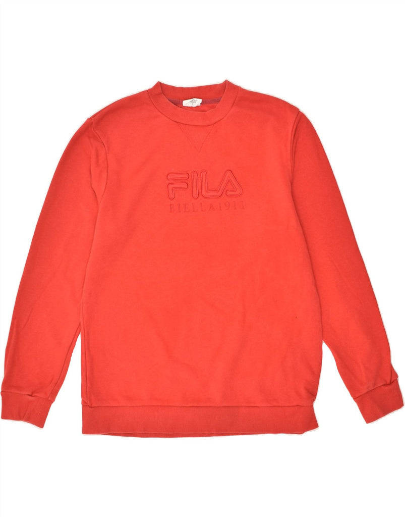 FILA Boys Graphic Sweatshirt Jumper 13-14 Years Red Cotton | Vintage Fila | Thrift | Second-Hand Fila | Used Clothing | Messina Hembry 