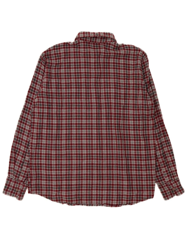 Sea Barrier Mens Flannel Shirt Medium Burgundy Check Cotton