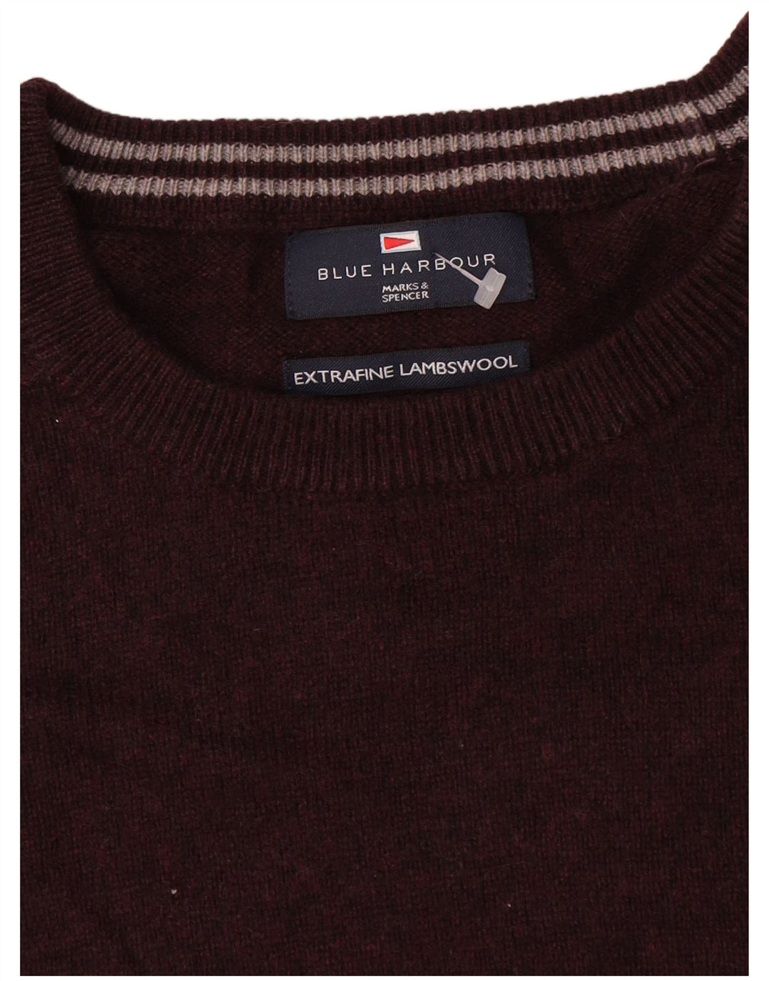 Marks & Spencer Mens Blue Harbour Crew Neck Jumper Sweater Large Burgundy