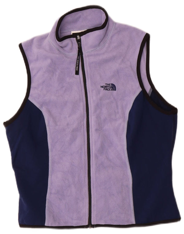 The North Face Womens Fleece Gilet UK 14 Large Purple Colourblock Polyester