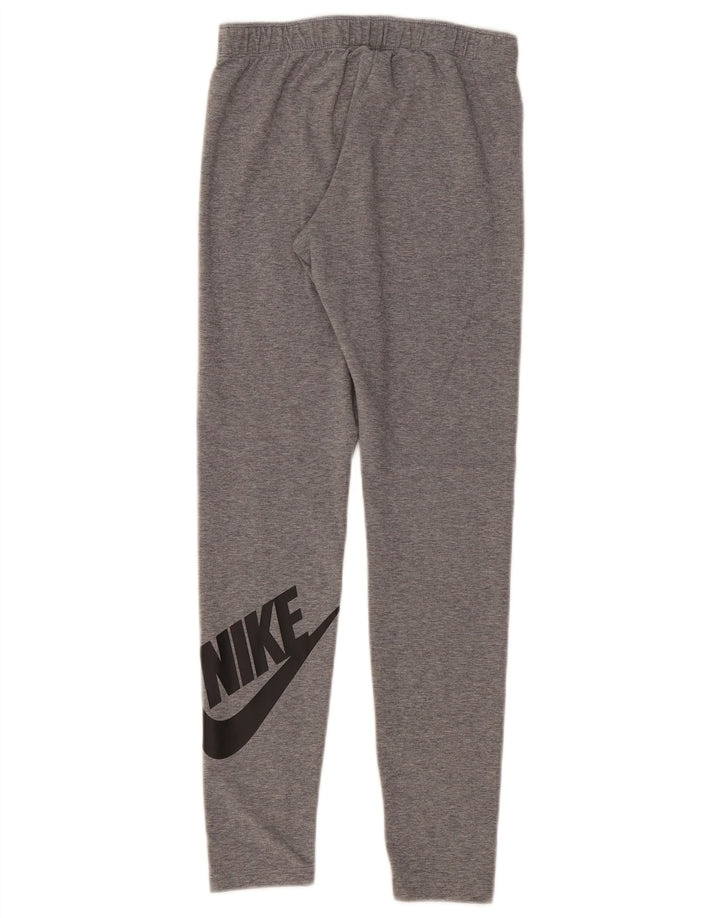 Nike Womens Graphic Leggings UK 12 Medium Grey Flecked Cotton