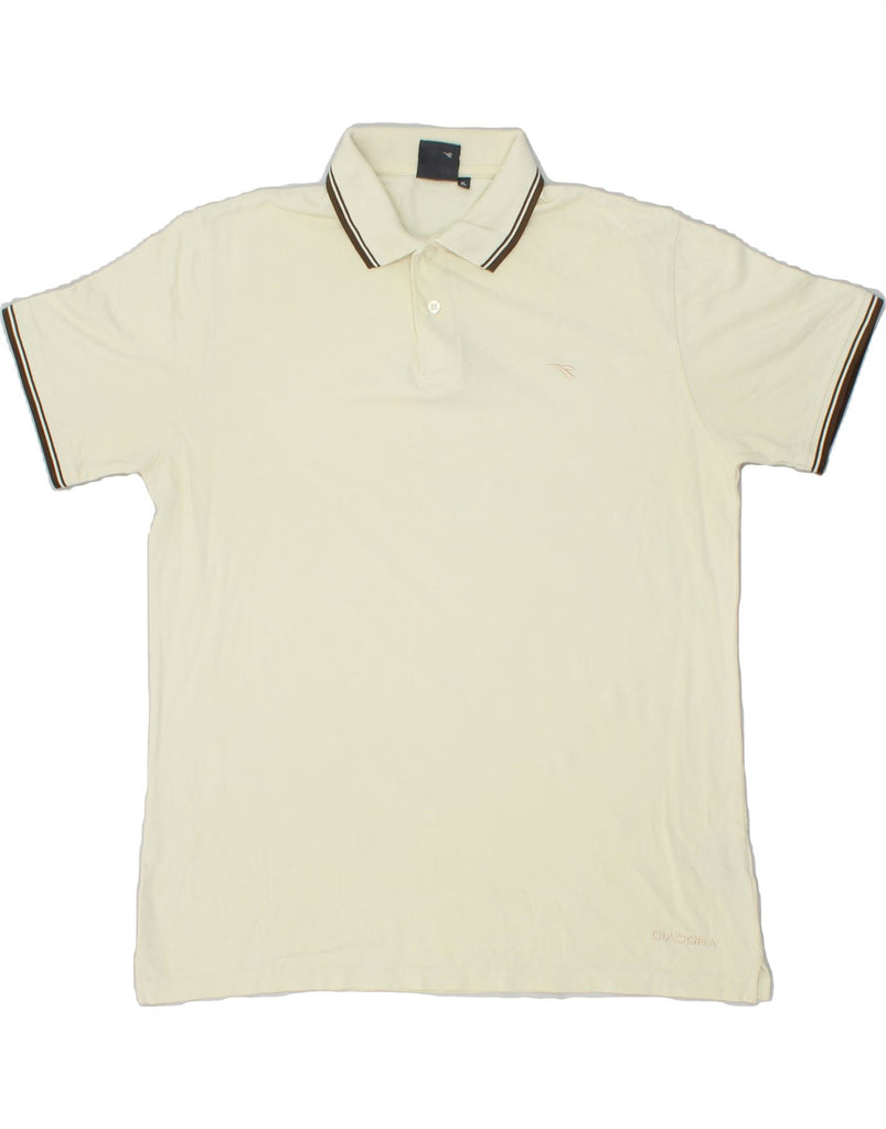 DIADORA Mens Polo Shirt XL Beige Cotton | Vintage Diadora | Thrift | Second-Hand Diadora | Used Clothing | Messina Hembry 