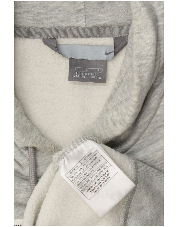 Nike Mens Graphic Hoodie Jumper Large Grey Cotton
