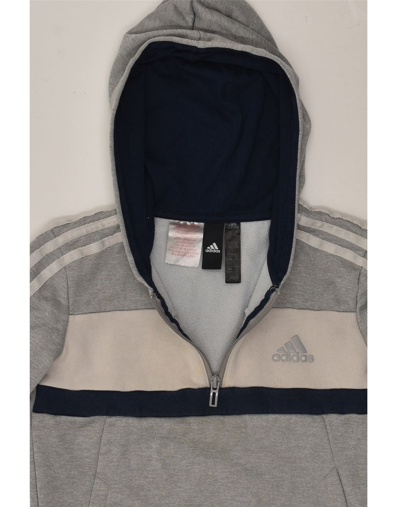 ADIDAS Boys Zip Neck Hoodie Jumper 7-8 Years Grey Polyester | Vintage Adidas | Thrift | Second-Hand Adidas | Used Clothing | Messina Hembry 