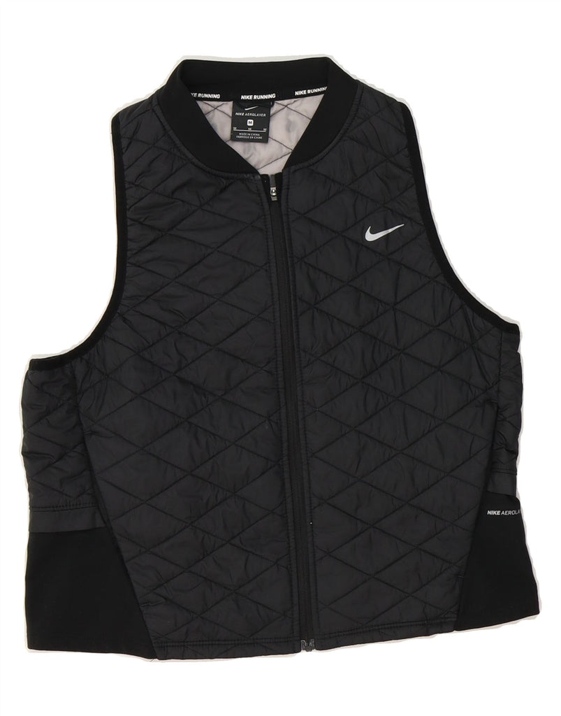 NIKE Womens Crop Quilted Gilet UK 14 Medium Black Polyester Vintage Nike and Second-Hand Nike from Messina Hembry 