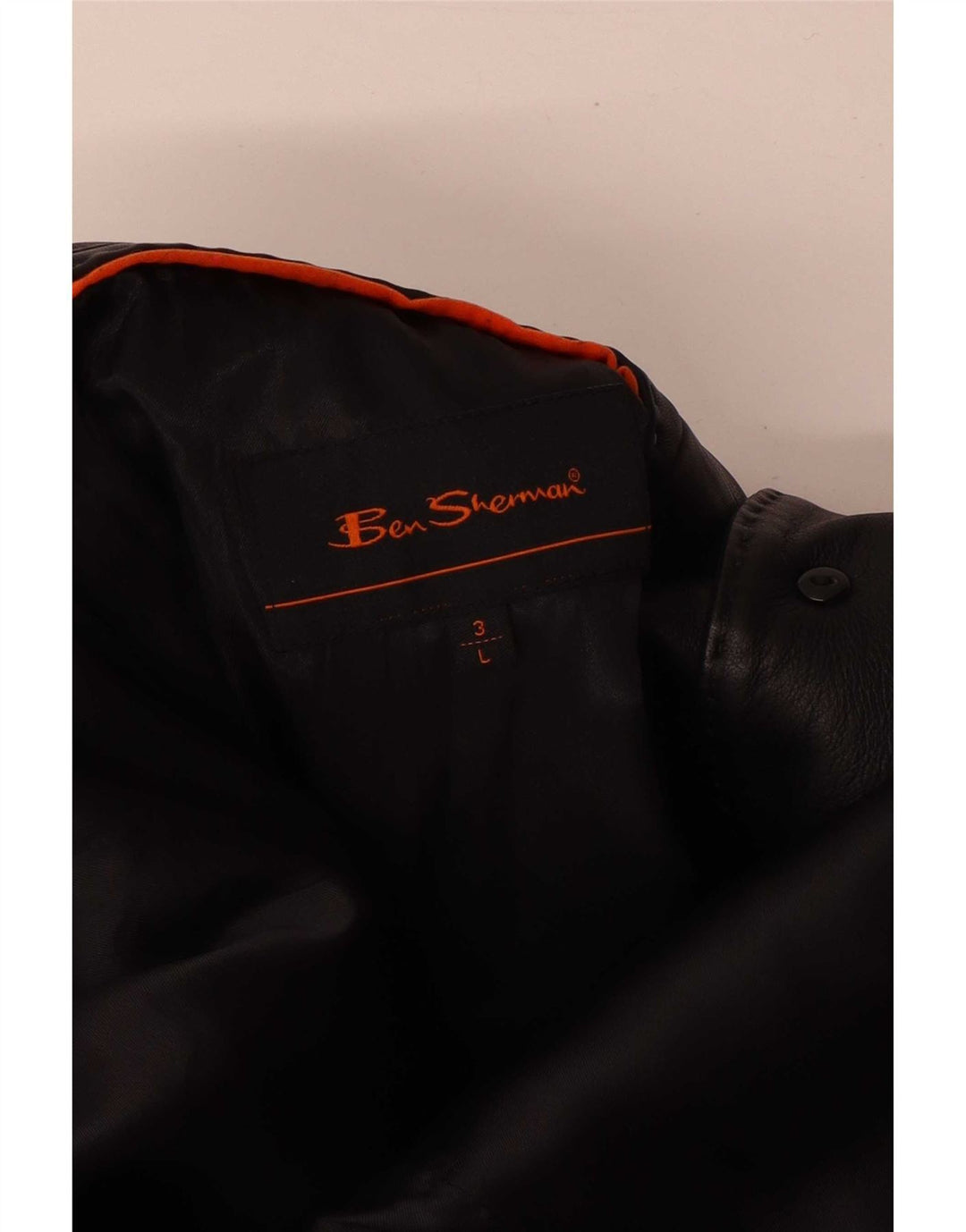 Ben Sherman Mens 3 Button Leather Blazer Jacket UK 40 Large Black