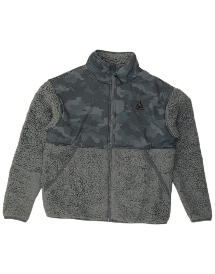REEBOK Boys Fleece Jacket 13-14 Years Blue Camouflage