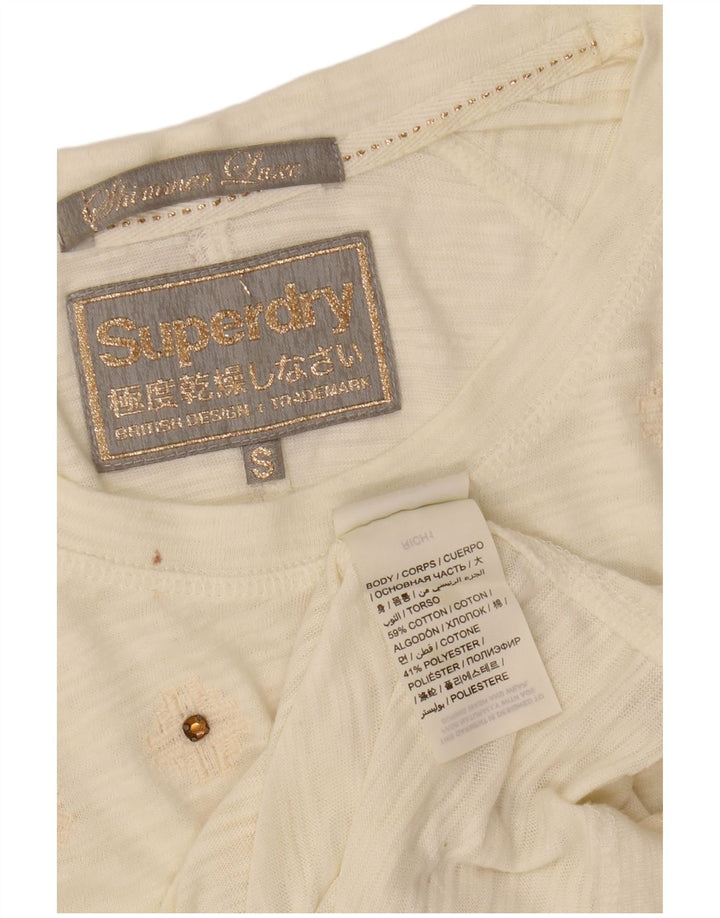 SUPERDRY Womens T-Shirt Top UK 10 Small White Cotton