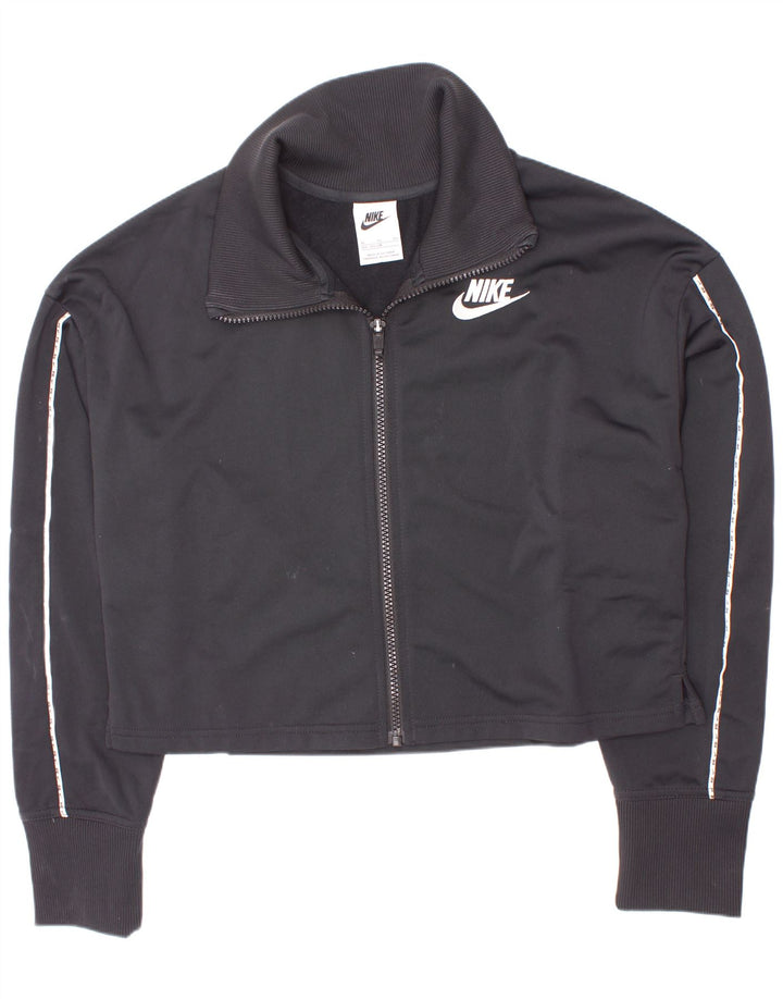 Nike Girls Tracksuit Top Jacket 13-14 Years XL Black Polyester
