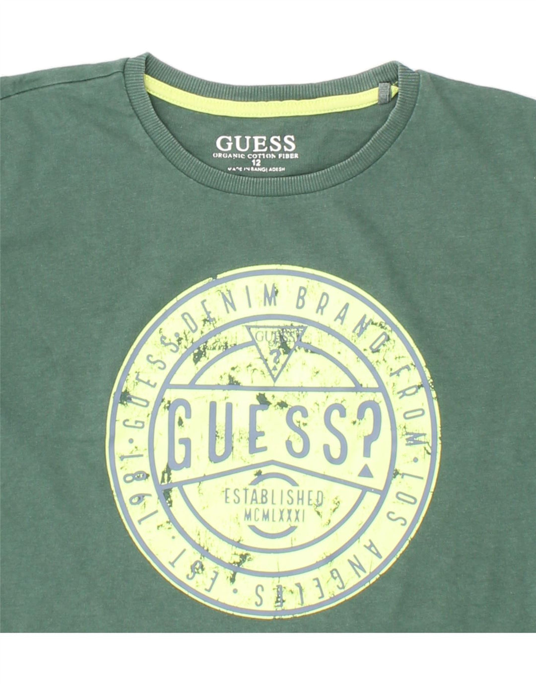 GUESS Boys Graphic Top Long Sleeve 11-12 Years Green Cotton Vintage Guess and Second-Hand Guess from Messina Hembry 